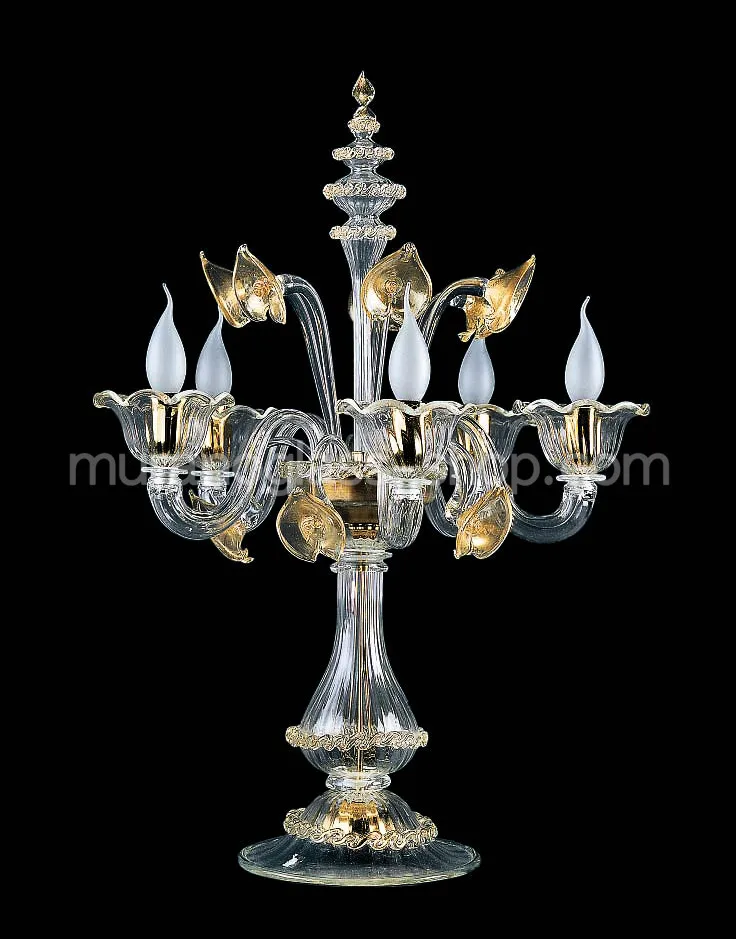 Flambda série de tables 7744 - Tableau Flambwith or des décorations à cinq lumières - Arte di Murano