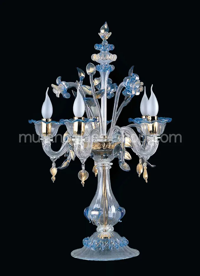 Flambda série de tables 7734 - Candélabre de table en cristal bleu or. - Arte di Murano